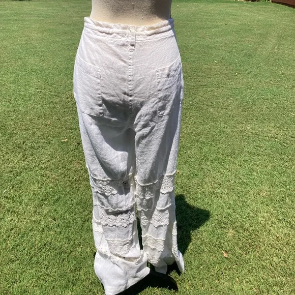 Johnny Was Ivory Lace & Crochet Trimmed Women's Pants - Picture 2 of 15